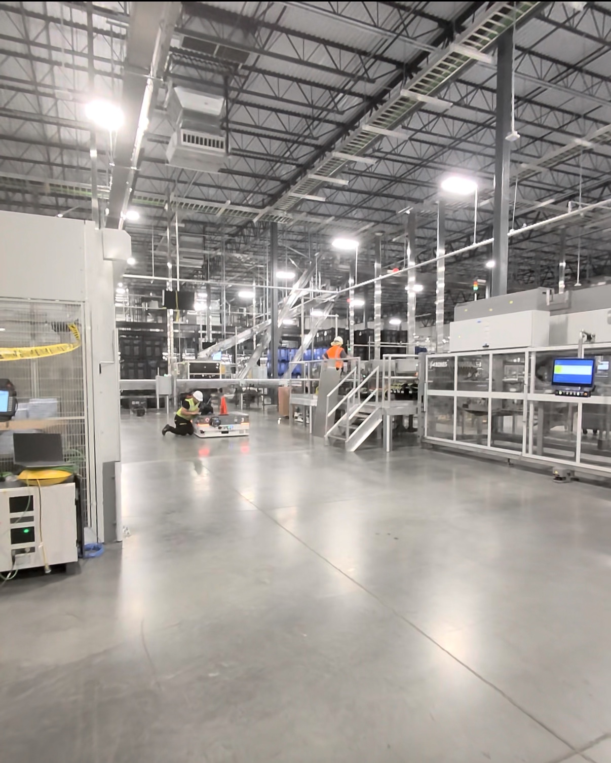 Guarded industrial production line on a manufacturing floor